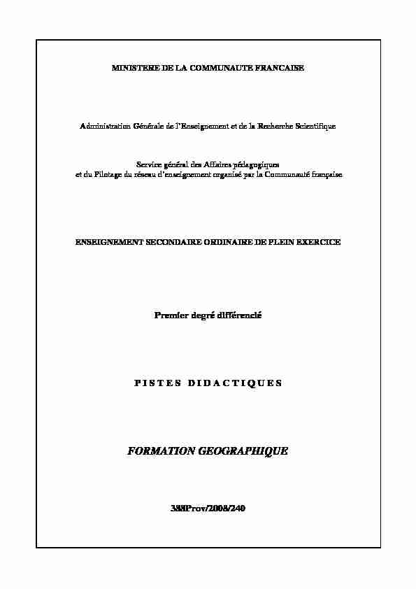 [PDF] page garde formation géographique 1 dg dif - Fegepro