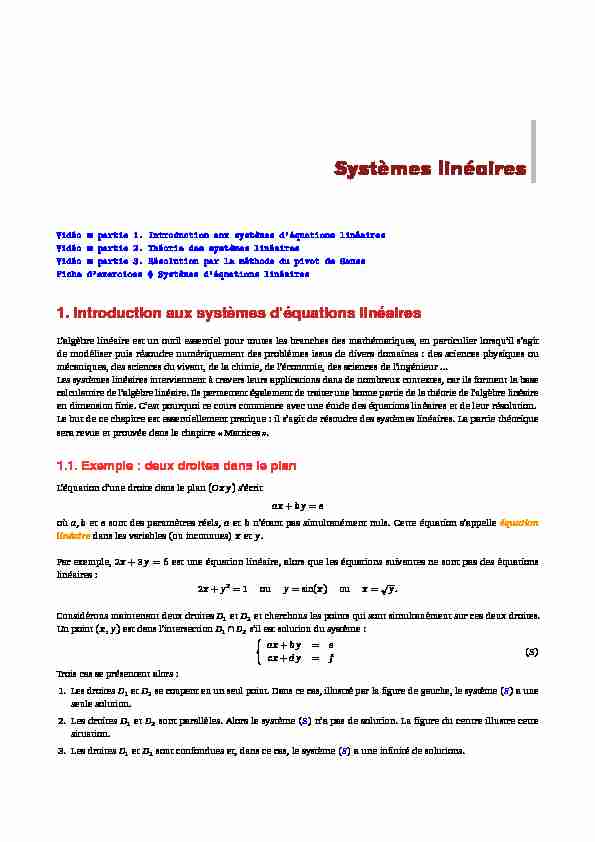 [PDF] Systèmes linéaires - Exo7 - Cours de mathématiques