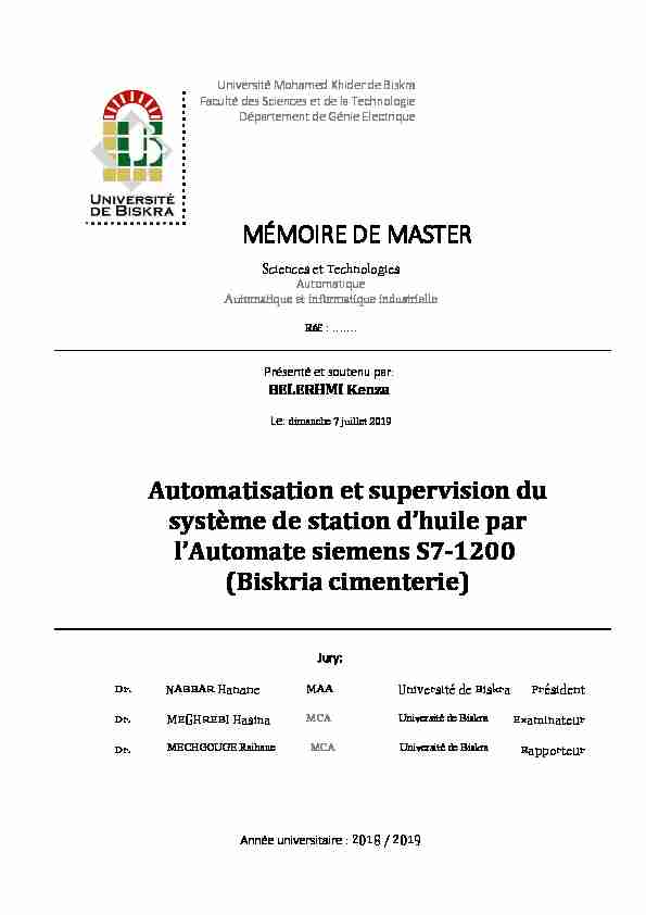 [PDF] Automatisation et supervision du système de station dhuile par l