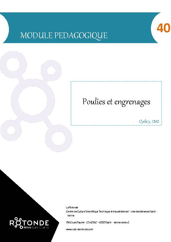 [PDF] MODULE PEDAGOGIQUE Poulies et engrenages - La Rotonde