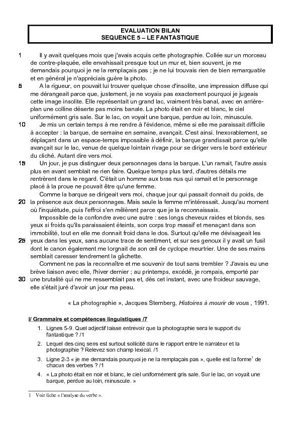 [PDF] evaluation bilan sequence 5 – le fantastique 1
