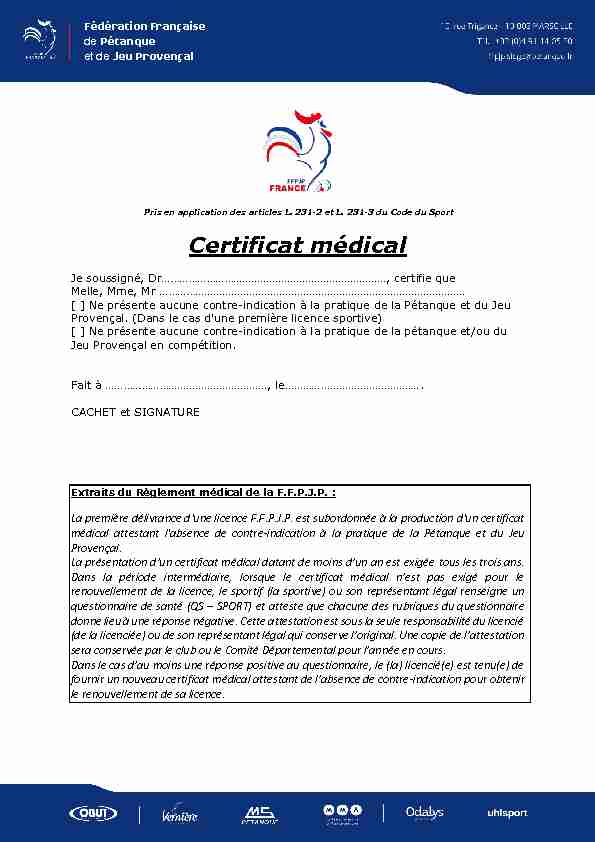 Certificat médical