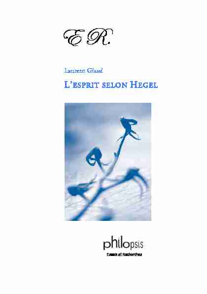 LESPRIT SELON HEGEL - Philotextes