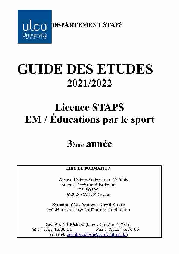 GUIDE DES ETUDES - Université du Littoral Côte d'Opale