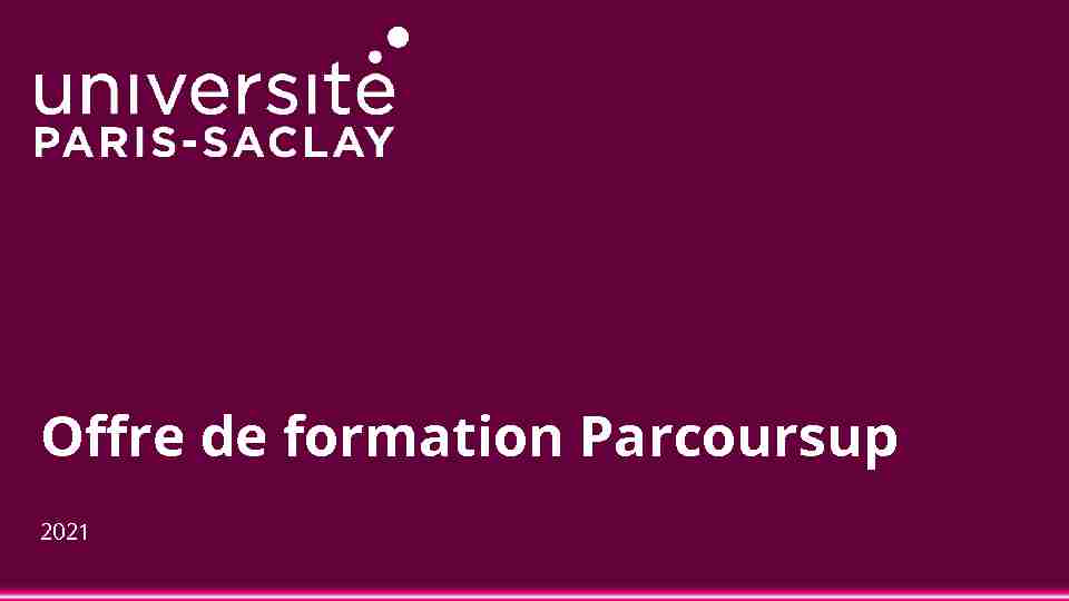 Offre de formation Parcoursup - Université Paris-Saclay