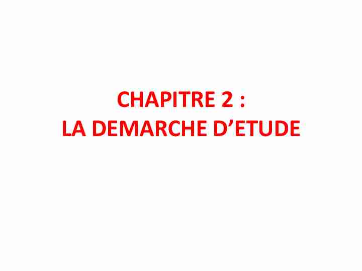 CHAPITRE 2 : LA DEMARCHE DETUDE