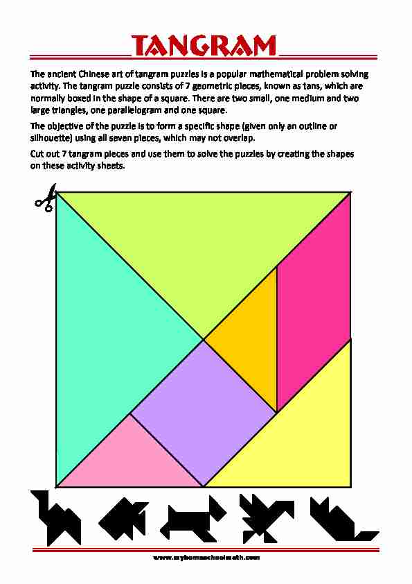 Tangram Worksheets with solutions - try to solve the puzzle shapes