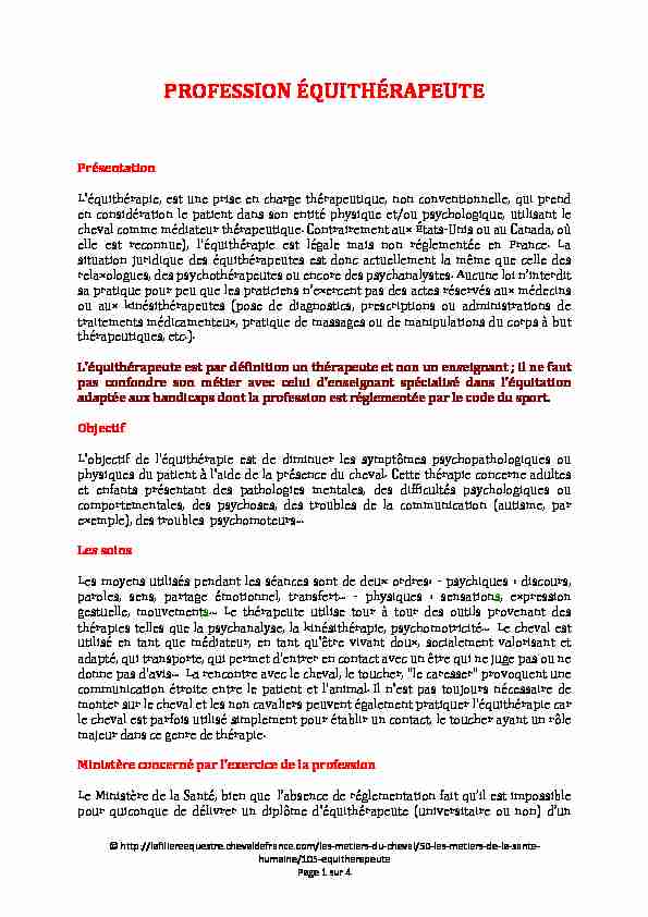 [PDF] PROFESSION ÉQUITHÉRAPEUTE - Psychaanalyse
