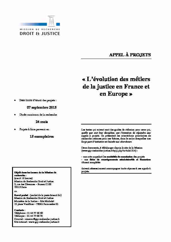 « Lévolution des métiers de la justice en France et en Europe »
