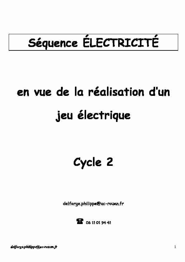 [PDF] Séquence électricité Cycle 2 - Ipef Dakar