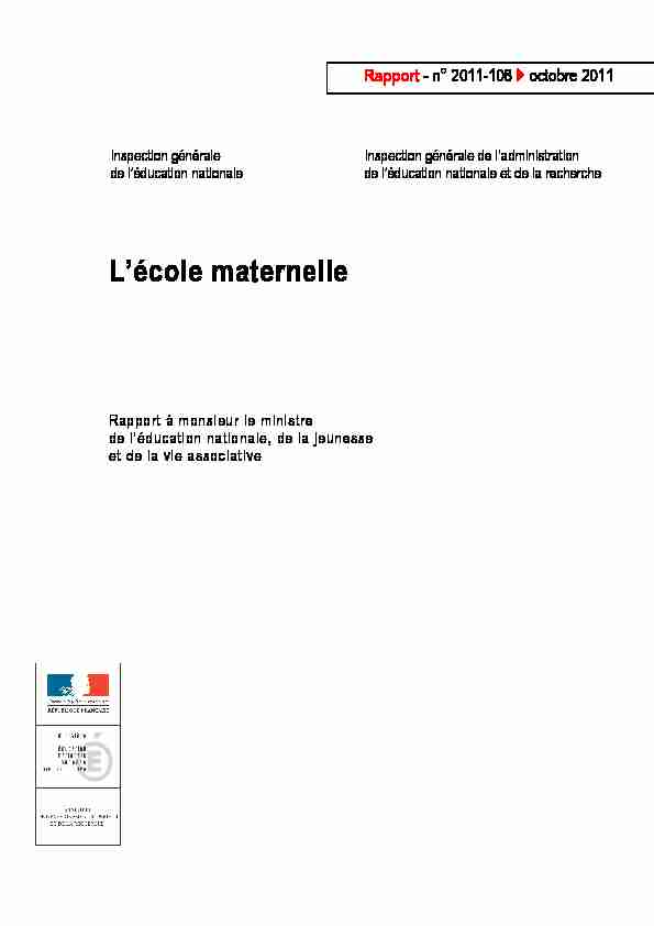 Rapport - n° 2011-108 Lécole maternelle