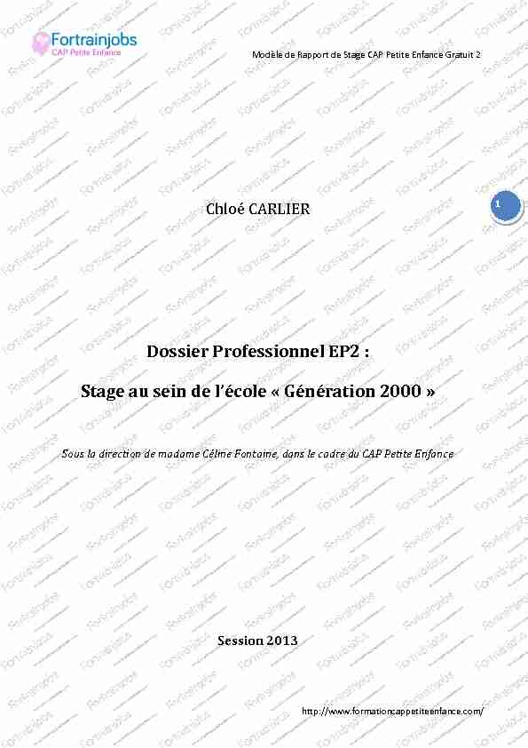 [PDF] Stage au sein de lécole « Génération 2000 - Fortrainjobs