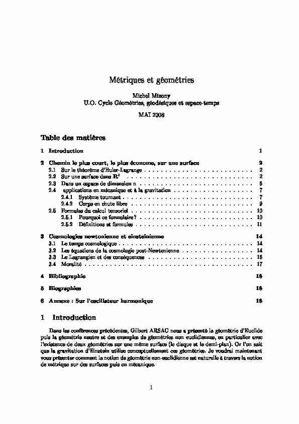 [PDF] Métriques et géométries