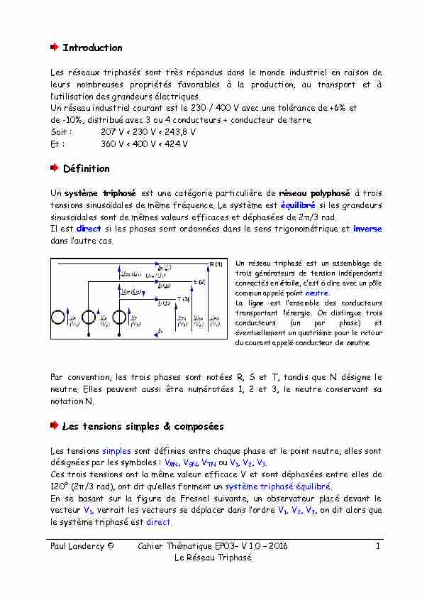 [PDF] Introduction Définition Les tensions simples & composées