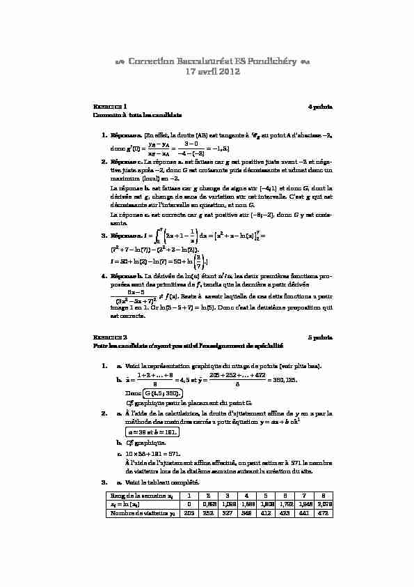 [PDF] Correction Baccalauréat ES Pondichéry 17 avril 2012 - APMEP