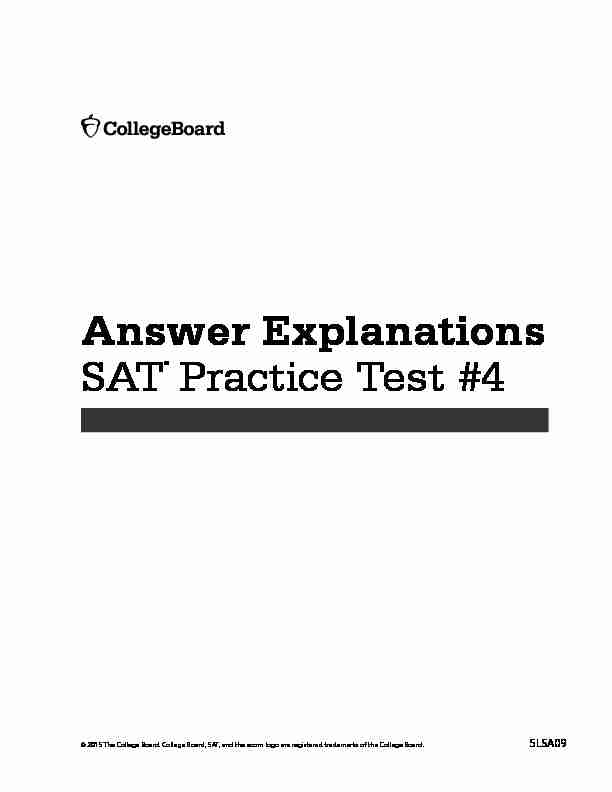 Answer Explanations SAT® Practice Test #4
