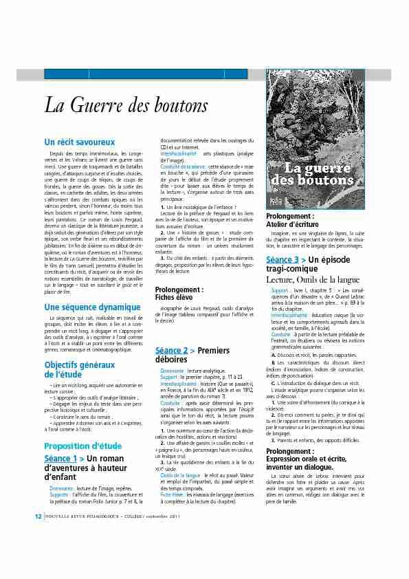 [PDF] La Guerre des boutons - Cercle Gallimard de lenseignement