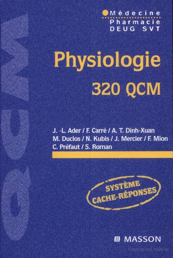[PDF] 320 QCM en physiologie