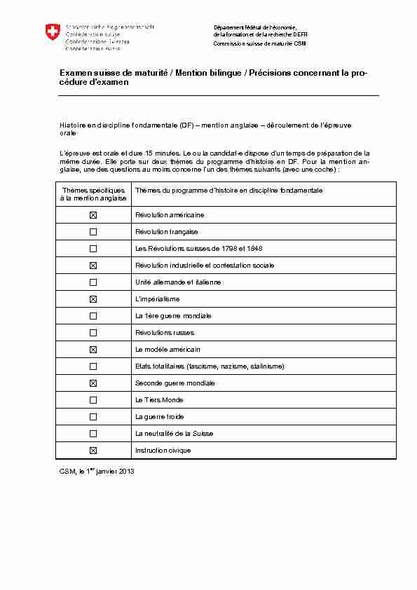 Examen suisse de maturité / Mention bilingue / Précisions