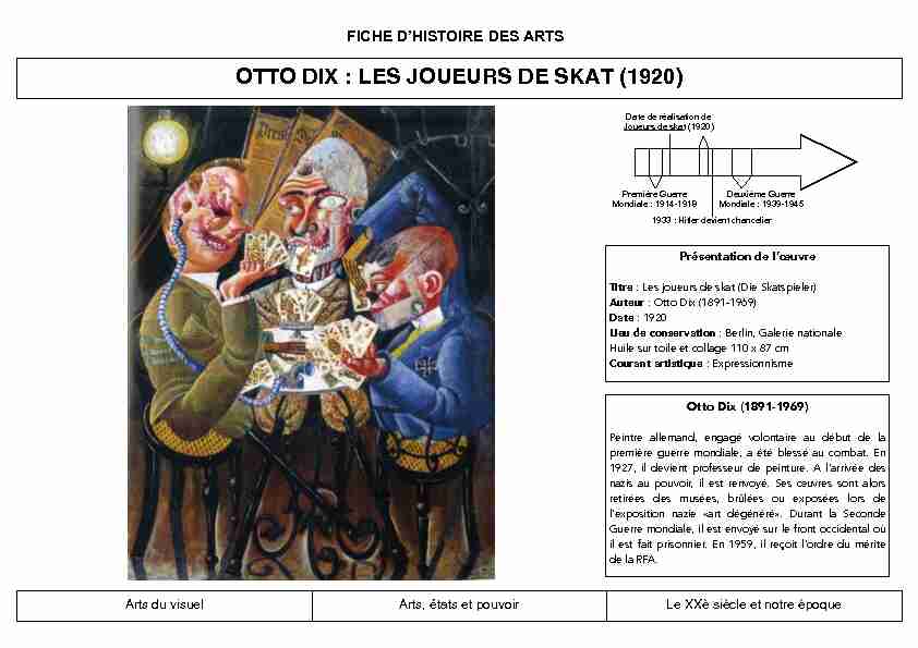 OTTO DIX : LES JOUEURS DE SKAT (1920)