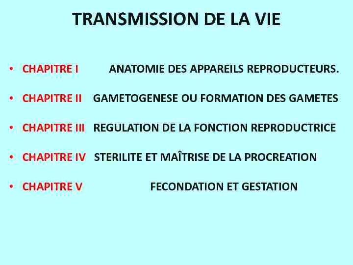 [PDF] TRANSMISSION DE LA VIE
