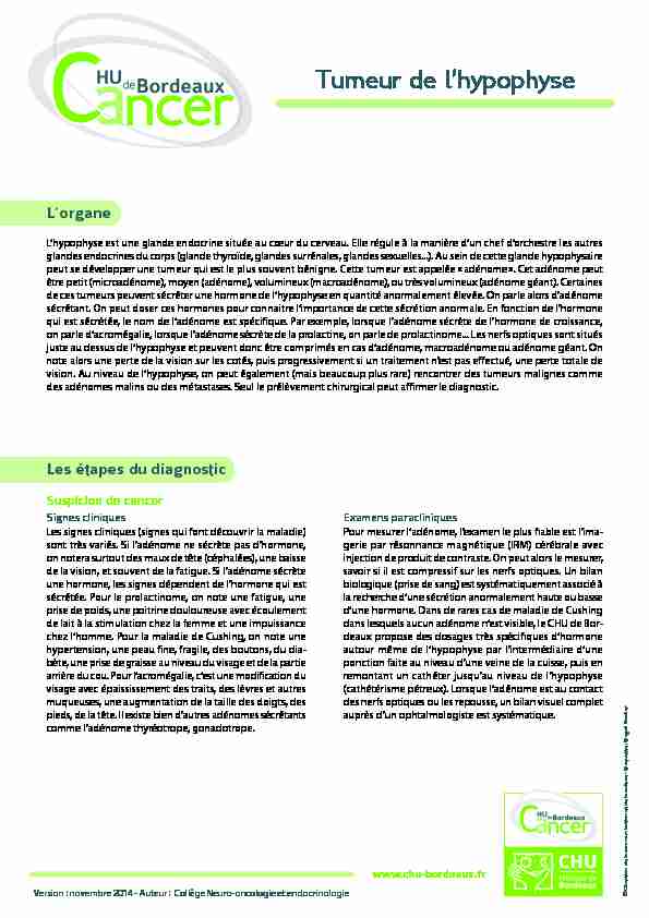[PDF] Tumeur de lhypophyse - (CHU) de Bordeaux