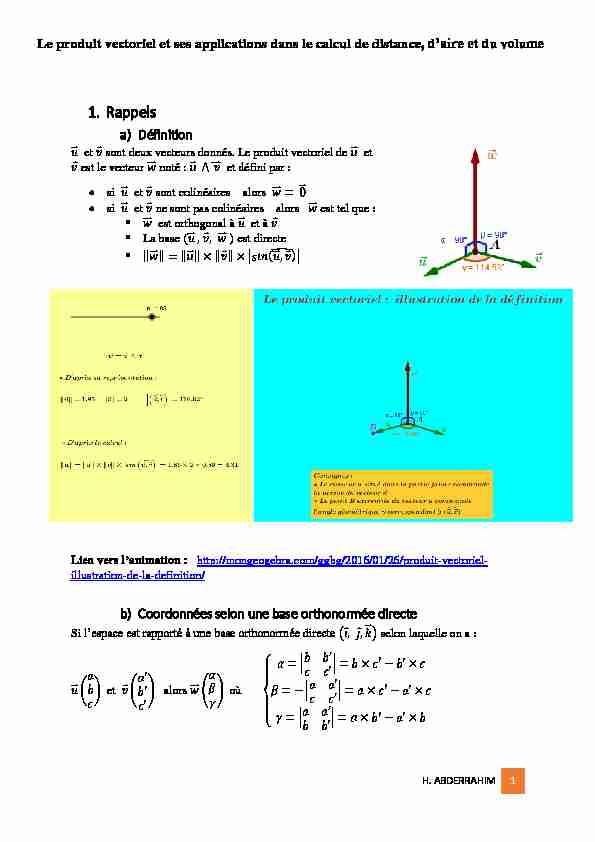 [PDF] Le produit vectoriel et ses applications dans le calcul de distance d