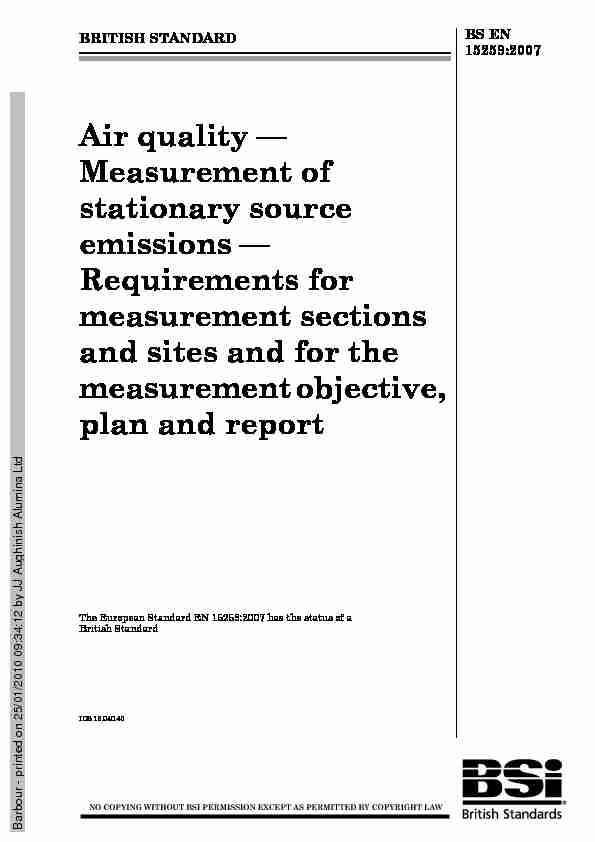 Air quality — Measurement of stationary source emissions
