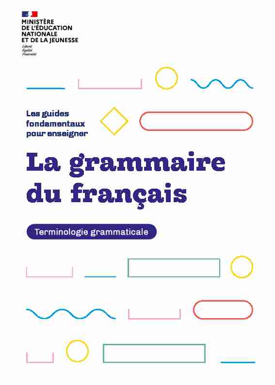 Grammaire du français - Terminologie grammaticale