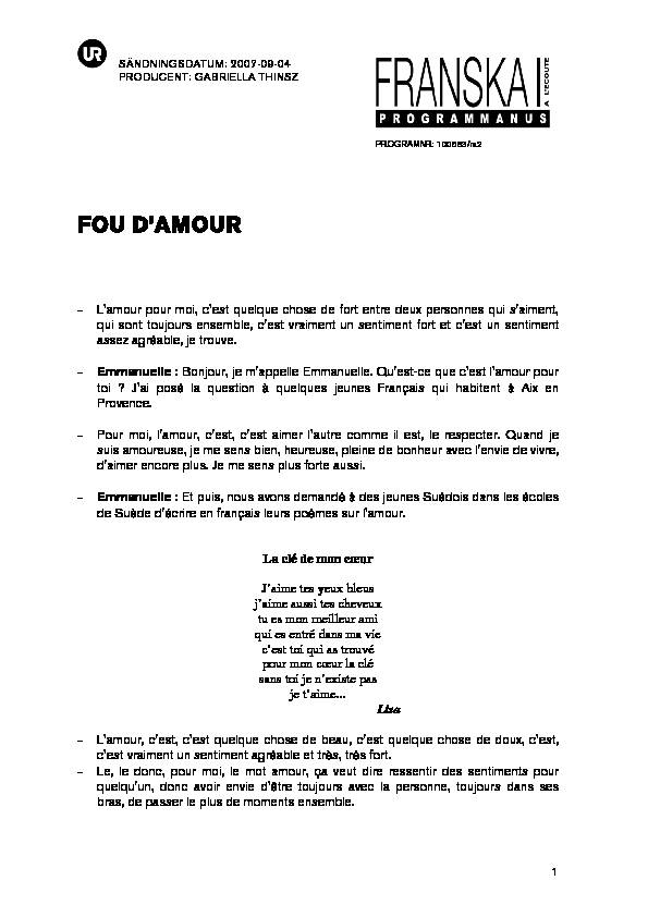 [PDF] FOU DAMOUR - URse