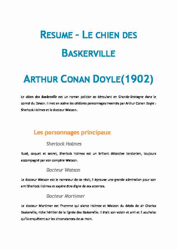 [PDF] LE CHIEN DES BASKERVILLE ARTHUR CONAN DOYLE(1902)