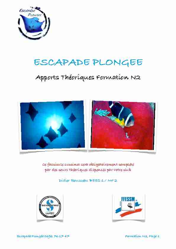 [PDF] Apports Théoriques Formation N2 - Escapade Plongée