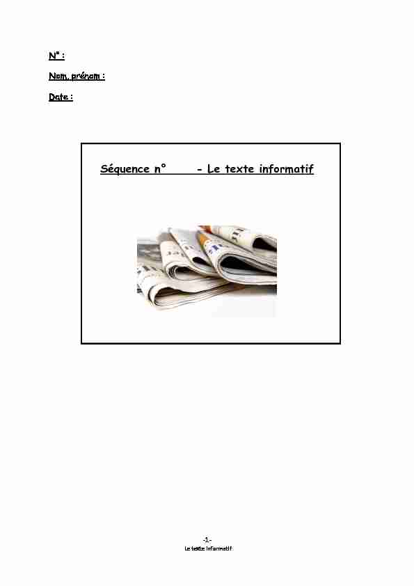 [PDF] Séquence n° - Le texte informatif - Lycée Emile Max