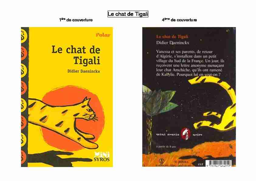 Le chat de Tigali - Mon cartable du net