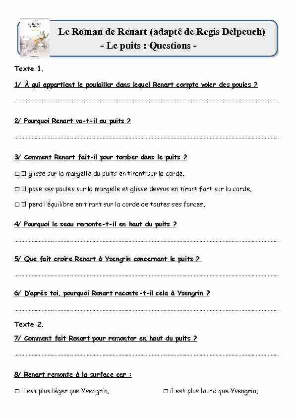 [PDF] Questions - Le Roman de Renart (adapté de Regis Delpeuch) - Le puit