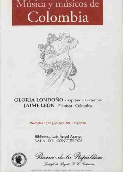 Gloria Londoño - soprano - colombia Jaime Leon - Pianista - colombia