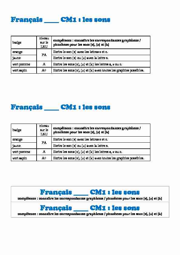 [PDF] Français ____ CM1 : les sons