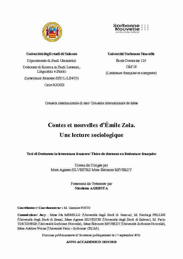 [PDF] Contes et nouvelles dÉmile Zola Une lecture sociologique - Thesesfr