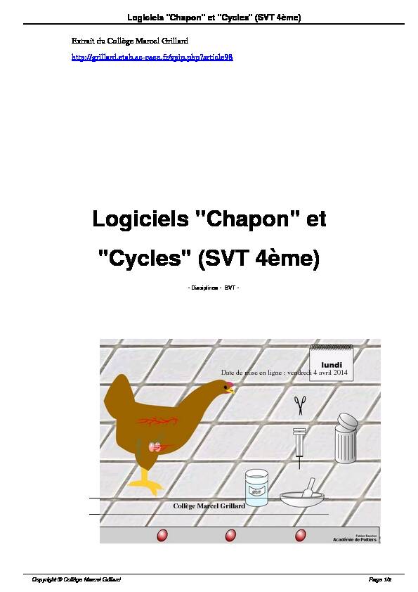 [PDF] Logiciels Chapon et Cycles (SVT 4ème) - Collège Marcel Grillard