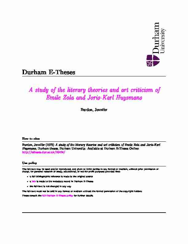 Durham E-Theses - A study of the literary theories and art criticism of