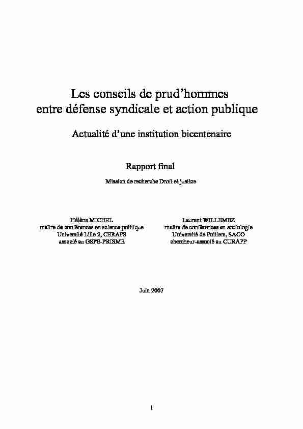 [PDF] Les conseils de prudhommes entre défense syndicale et action