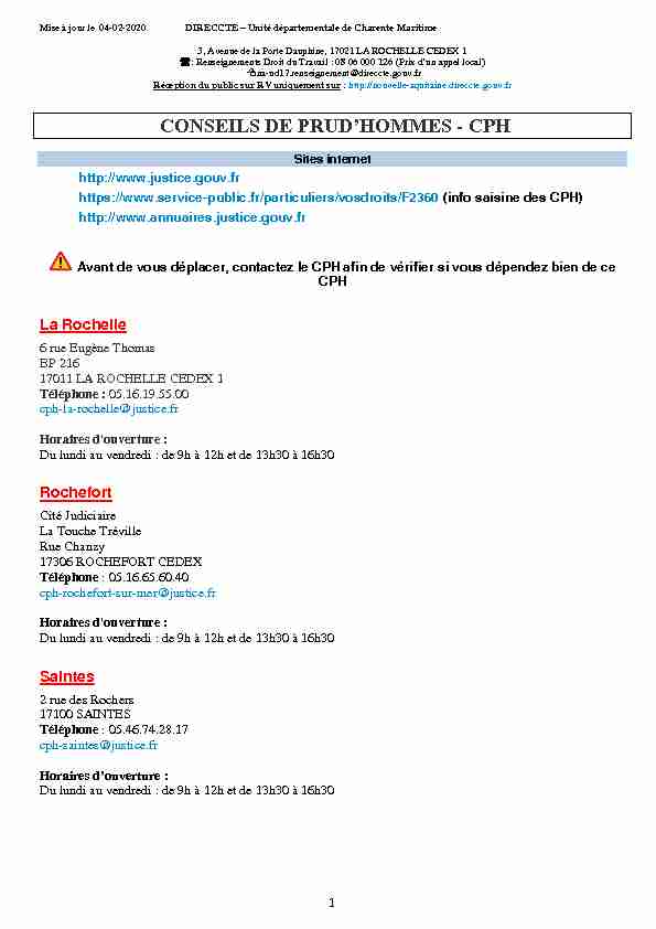 [PDF] CONSEILS DE PRUDHOMMES - CPH - Dreets Nouvelle-Aquitaine