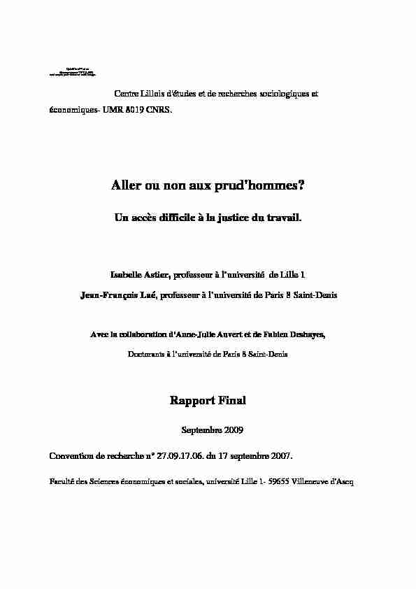 [PDF] Aller ou non aux prudhommes? - Mission de recherche Droit et Justice