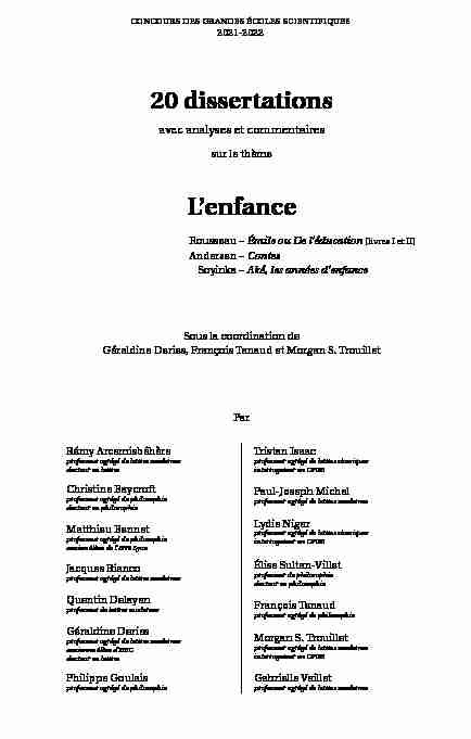 20 dissertations Lenfance