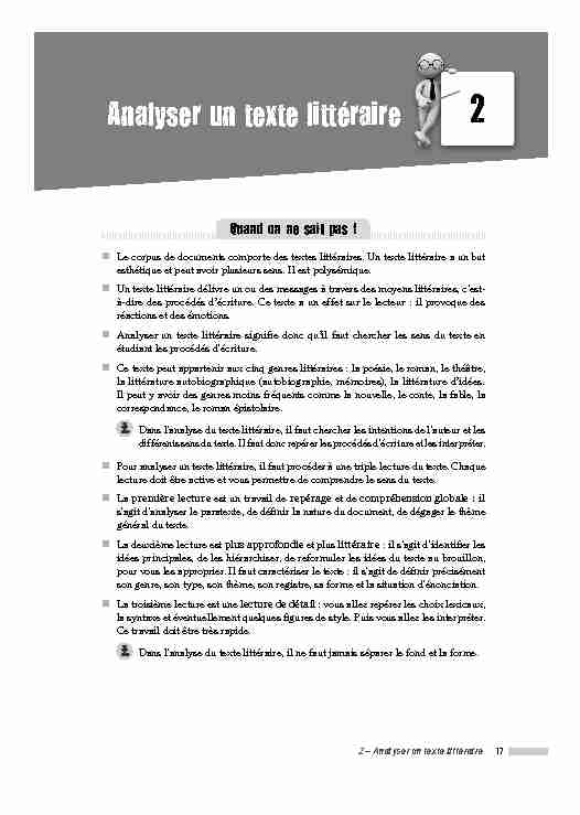 [PDF] Analyser un texte littéraire - Editions Ellipses