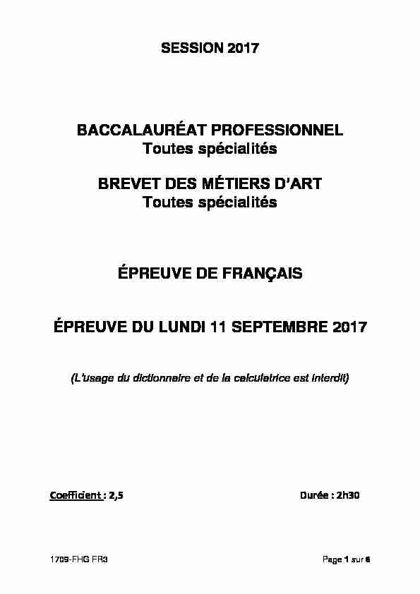 [PDF] BACCALAURÉAT PROFESSIONNEL Toutes spécialités BREVET