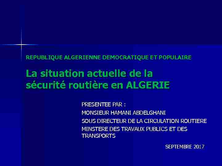 [PDF] La situation actuelle de la sécurité routière en ALGERIE - UNECE