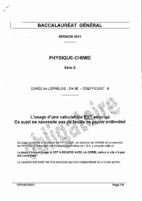 [PDF] Sujet officiel complet du bac S Physique-Chimie  - Sujet de bac