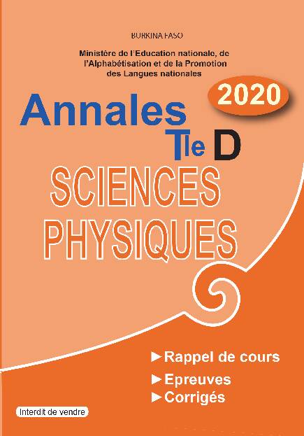 [PDF] ANNALES SCIENCES PHYSIQUES Terminale D - Faso e