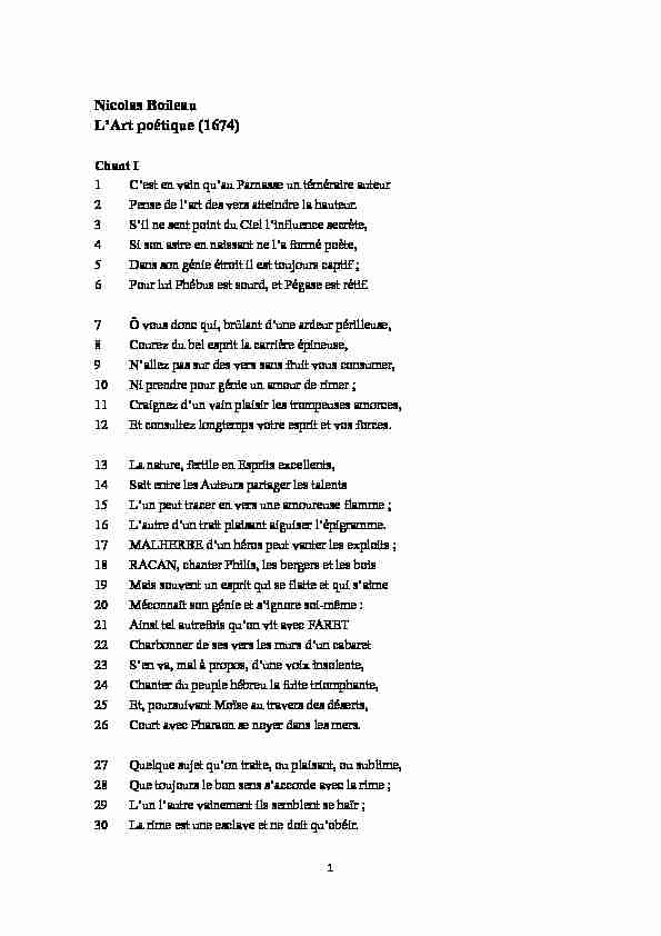 [PDF] Nicolas Boileau LArt poétique (1674) - Watt & Edison